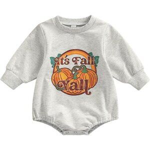 Unisex Newborn Baby Girl Boy Halloween Outfit Long Sleeve Pumpkin Romper Sweater